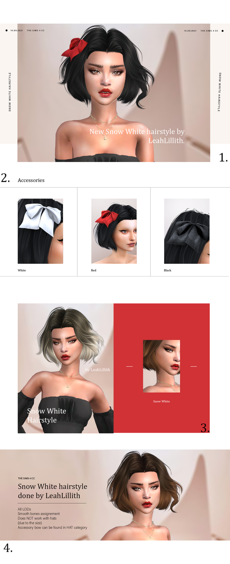 Emily CC Finds — leahlillith: Snow White Hairstyle with Bow...