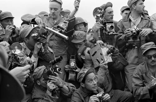 &lsquo;52. International Press photographers in Kaesong, South Korea. Photo by Werner Bischof.