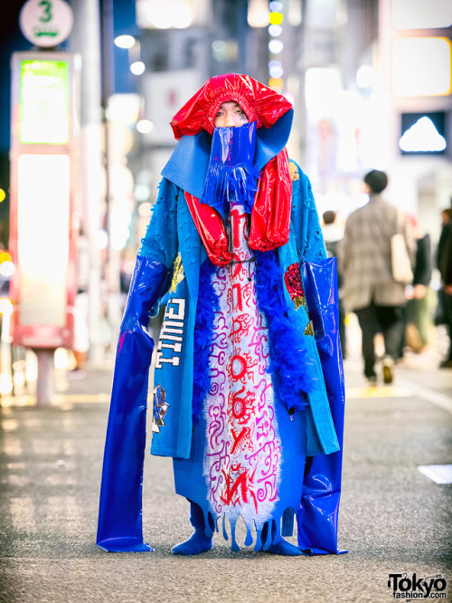 Avantgarde fashion-loving 17-year-old Japanese high school student Kanji on the street in Harajuku a