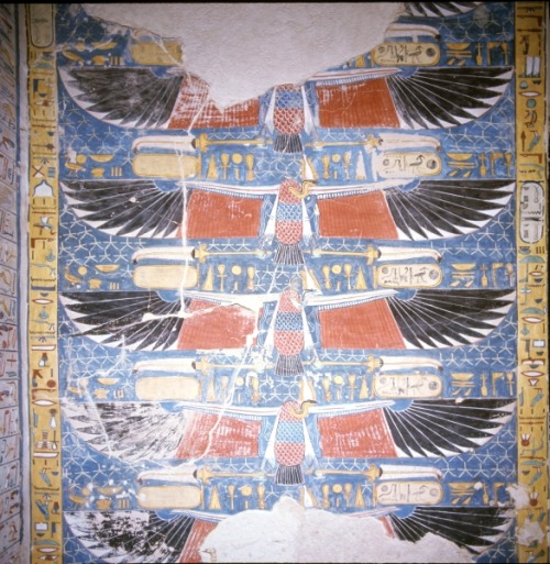 Depiction of goddess Nekhbet as a winged vulture wearing the White Crown of Lower Egypt ‘Hedjet’, fr