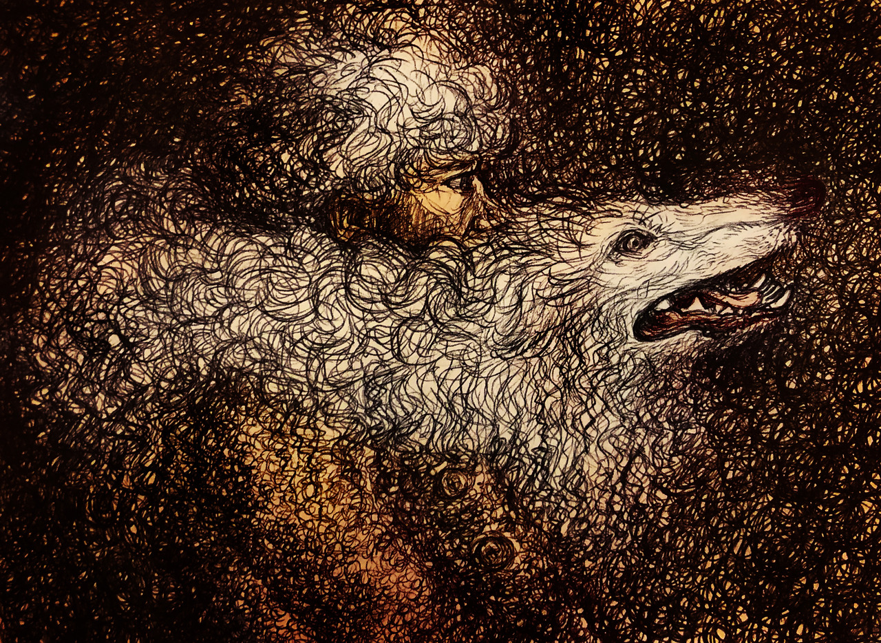 ink-the-artist:  Fur Scarf(original version and digitally colored)