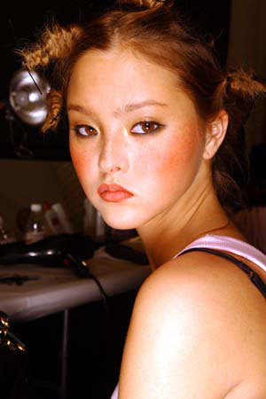 unpoly:  devon aoki backstage @ baby phat f/w 2002 