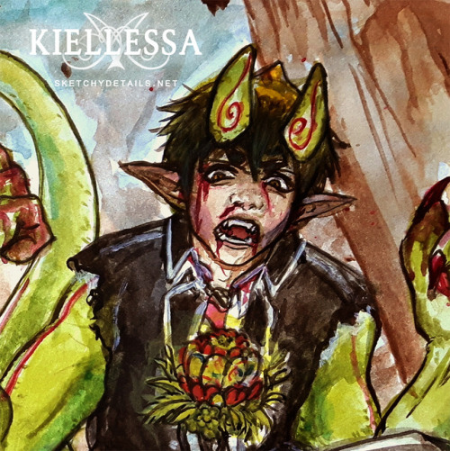 kiellessa: Eruption Another watercolor illustration of Amaimon. Demon form, as promised! XD Tumblr m