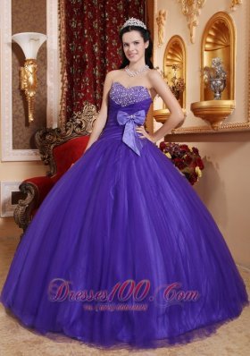 Purple ball gown prom dress