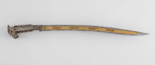 art-of-swords:  Yatagan Sword Dated: A.H. 1238/A.D. 1822 Culture: Anatolian or Balkan Medium: steel, silver, gold, coral Measurements: overall lenght 29 ¼ inches (74.3 cm); blae lenght 22 1/8 inches (56.2 cm) Inscription: inscribed with the date 1238