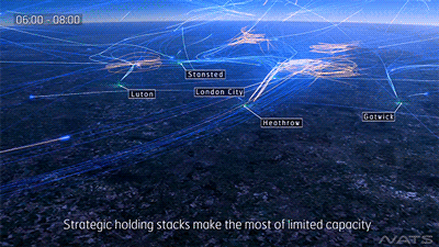 a380flightdeck:A beautiful visualization of the airspace over the UK.