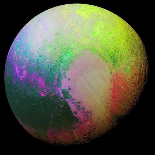 New Horizons scientists made this false color image of Pluto using a technique called principal comp