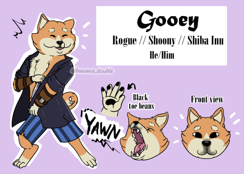 I made a ref for my Pathfinder campaign Gooey. He&rsquo;s a shiba dogfolk (called shoony on pathfind