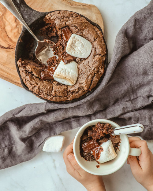 All-In-One Oil Free: Vegan Skillet Brownie