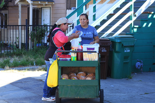 siguanaba:  nomadedgardo:  Frutera en Richmond. September 18, 2013. Richmond, CA.  La Señora Que Vende Fruta. La Frutera. La Señora con el Carrito. La Señora. They are many different names people call out to Juana Raquel as she pushes her green wooden