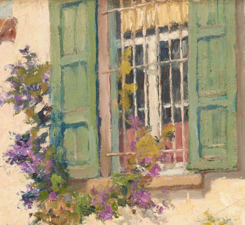 simena:    Eugène Karpathy - Massif de fleurs devant la maison (detail)