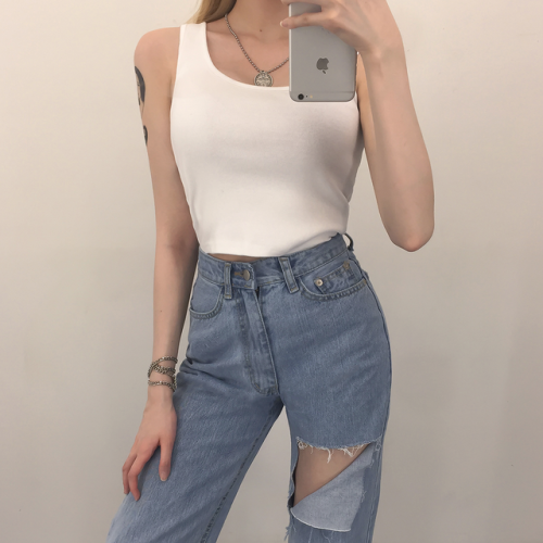 u-neck sleeveless crop topclick source if ur interested!