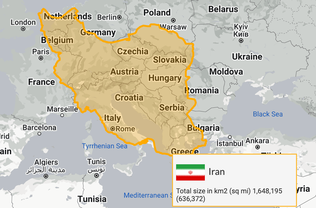How big is Iran? - Maps on the Web