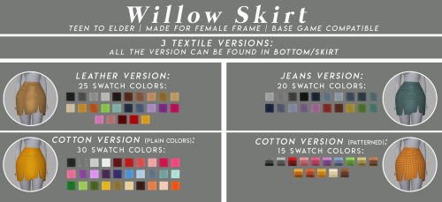 candysims4:candysims4:WILLOW SKIRTA mini skirt with side cuts.I couldn’t choose which textile textur