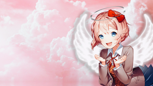 Angelcore Sayori desktop wallpaper for anon! Please like/reblog if you use! Thank you!