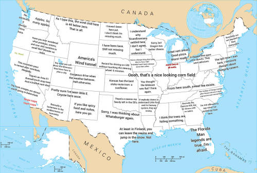 jkthinkythoughts:kawuli:majorgenerally:lookninjas:chewedcorn:Map of the US by a truck driver who has