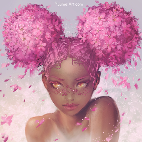 Wisteria Coils to go with the Flower Buns from my other painting :D What flower hair should I paint 