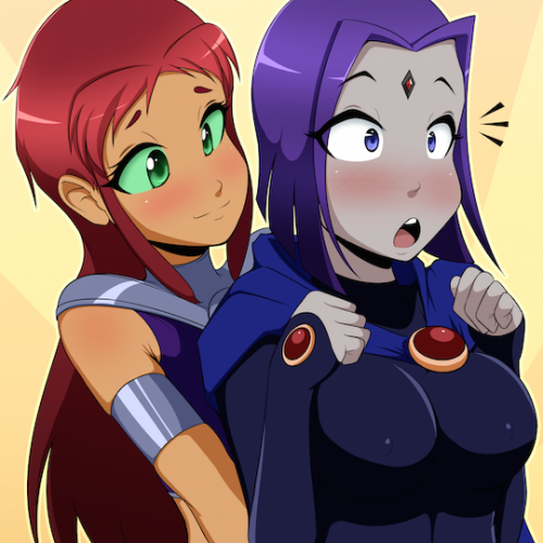 Sex Starfire surprises Raven with a little action pictures
