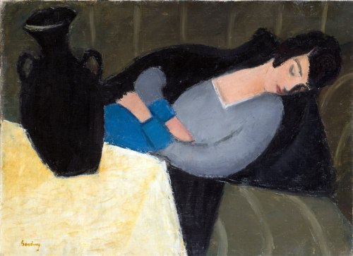 lawrenceleemagnuson: Róbert Berény (Hungary 1887-1953)Sleeping woman with a black vase (Woman asle