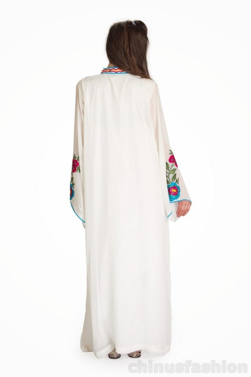 elegant Anne White Georgette Bell Sleeves Kaftan Elegant, Anne White georgette, bell-sleeved kaftan 