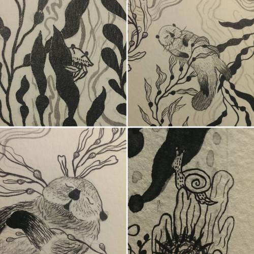 All the sleepy &amp; sneaky creatures say goodnight! #illustration #zine #ink #seaotter #otterdays