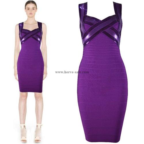 celebinday:  Herve Leger Purple Sequins V-neck Bandage Dress HL664P. Find it at www.luxurydre