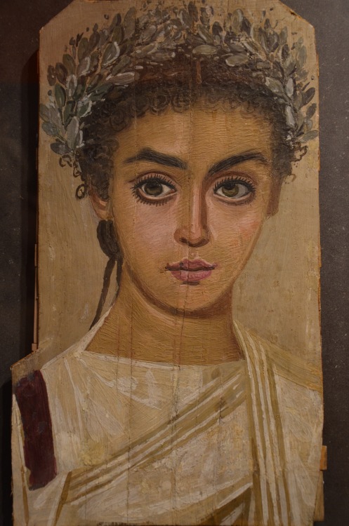 Mummy portrait of a girl, from Roman Egypt.  Artist unknown; ca. 120-150 CE.  Now in the Liebieghaus