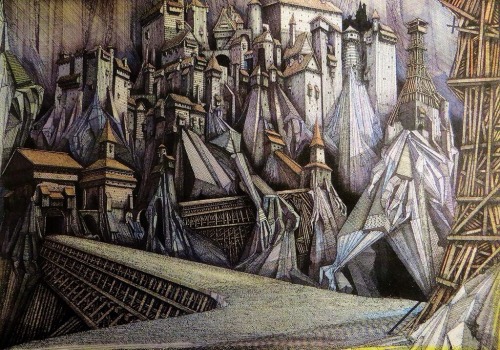 boomerstarkiller67:“Wizards” animation backgrounds by Ian Miller (1977)