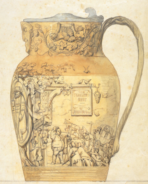 Henry James Townsend, beer jug Two drivers, 1847. London.Householders would take such a jug to colle