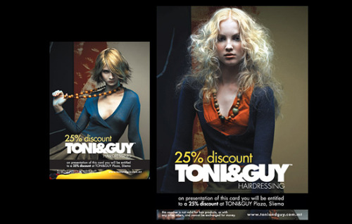 Toni&Guy Hairdressing.
Posters & Flyers.