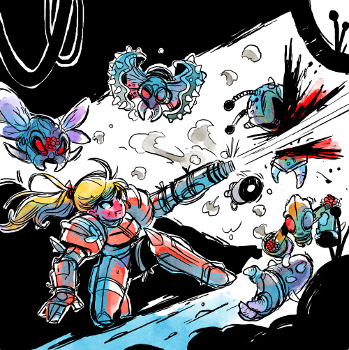 princeofcake:  Did a collab-Metroid-tradeoff-Samus fest thing with my buddy over at @toonimated! Yes. Yes? Yes.    <3