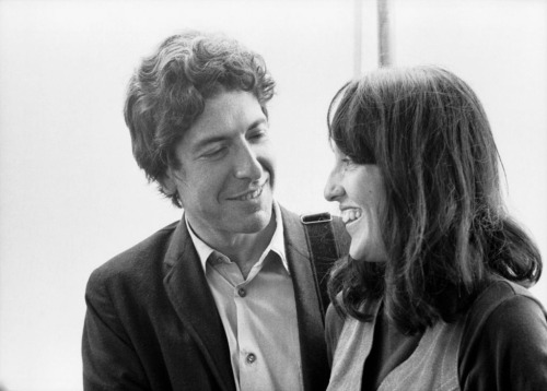 lindamccartney:Joan Baez and Leonard Cohen backstage at the Newport Folk Festival in July, 1967