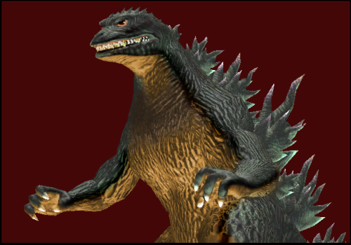 Various assorted concept art of Godzilla 2000’s model render featured in the gallery menu of Godzill