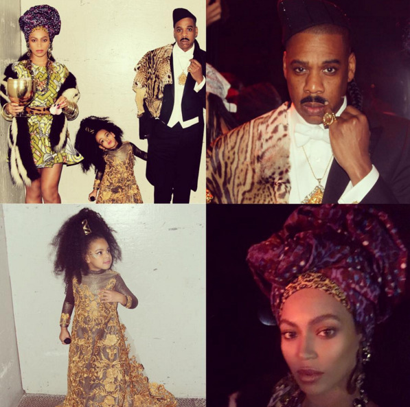fuckyesbeyonce:  Beyonce, Blue &amp; Jay Z “Coming To America” theme Halloween.