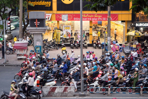 Ready, set .. GO! Rush hour in Saigon.