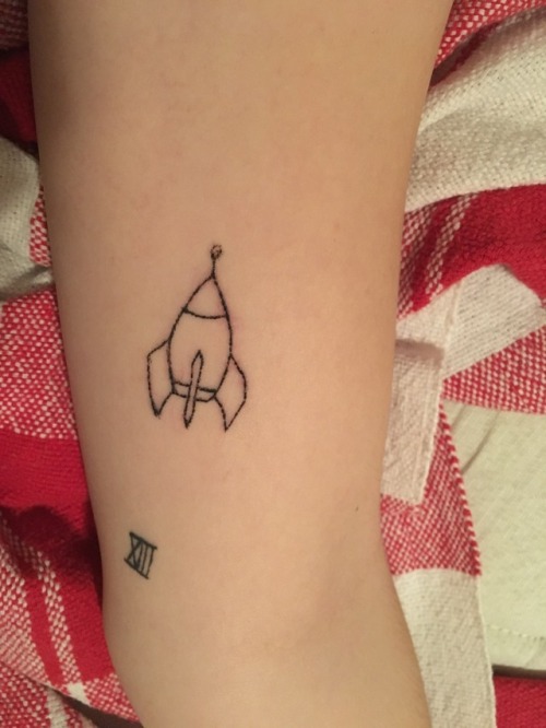 My first stick n poke! Did it last weekSpace bound rocketship aiming right at2Out of this world su