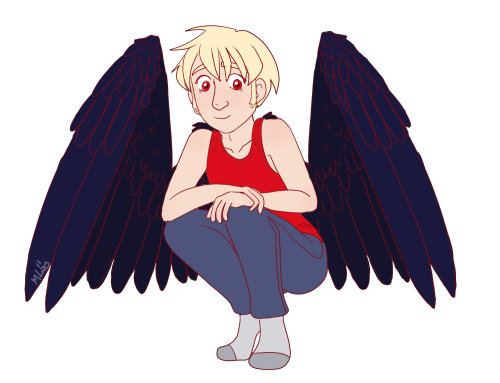 themockingcrows:  baby boi. baby. doodled up lil crowboy from one of my fics. this doodle has been nearly completed for Ages and I finally finished it lmfao, so if it looks like a mishmash of my styles its bc it is.