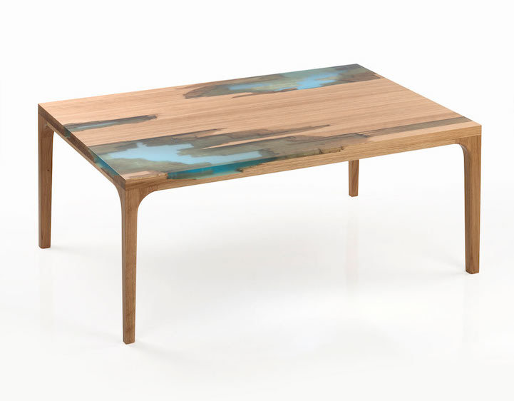mymodernmet:Eco-Friendly Furniture Uses Glowing Bio Resin to “Self Heal” Salvaged