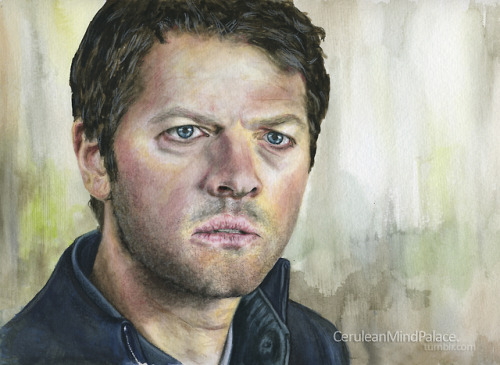 ceruleanmindpalace:Human CastielWatercolour and Colour Pencils, A4. Feel free to reblog here on tumb