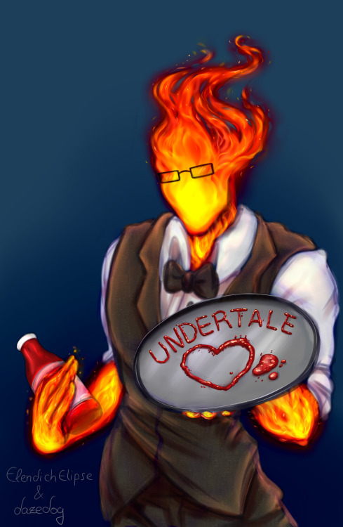 dazedogdraws: Art Collab between @elendichelipse and me. She drew the awesome sketch/lineart while I colored it :D The world needs more Grillby. 