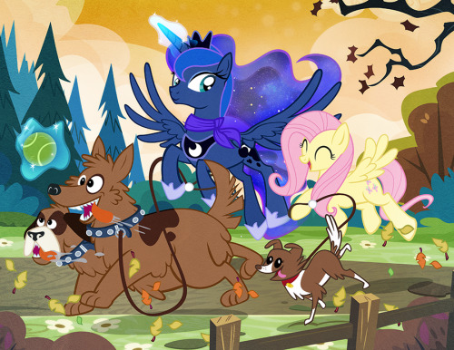 pixelkitties:    Ain’t no party like a Princess Luna Two-Headed Dog Walking party!   