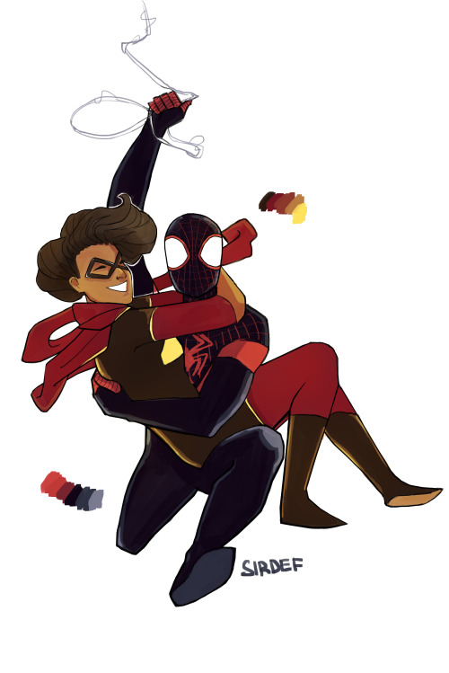 rubyandhergingercat: thingsfortwwings: [Image: Miles Morales swinging from some webbing; he’s 