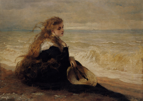 artbeautypaintings:On the seashore - George Elgar Hicks