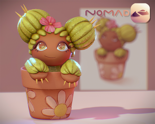 Little Baby Cacti in 3D, sculpted with the Nomad Sculpt made for mobile devices.Top picture rendered