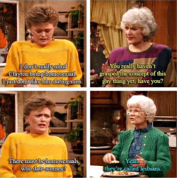 darkravn:transdankovsky:  gholateg:guljerry:I love The Golden Girls. Ya’ll don’t have any idea how fucking brave and needed these plot lines were. This was before Ellen came out. This was before civil unions. This was before Don’t Ask Don’t Tell.