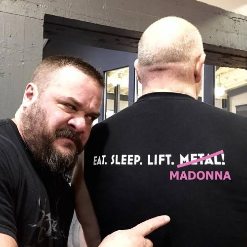 Paul loves Madonna. I don&rsquo;t approve. #notmetal (at Metalbob Training)