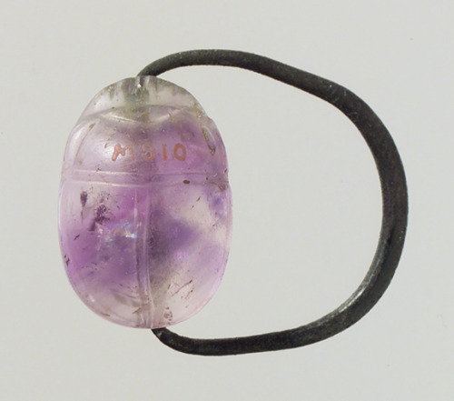 historyarchaeologyartefacts:Scarab finger ring made from amethyst, Egypt 1981–1802 B.C.[575x507]