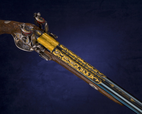 Comtemporary made flintlock double barrel fowler done in 18th century French style.  Handmade by J.W