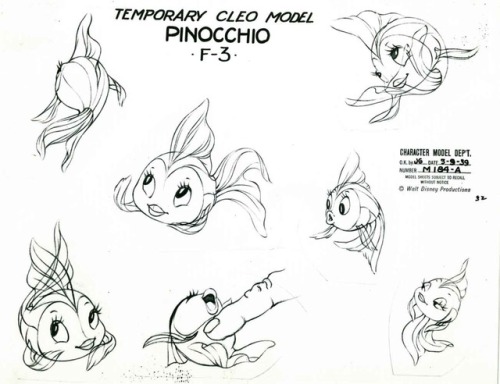 Model sheets for various Pinocchio (1940) characters. No room for Honest John and Gideon (they’ll co