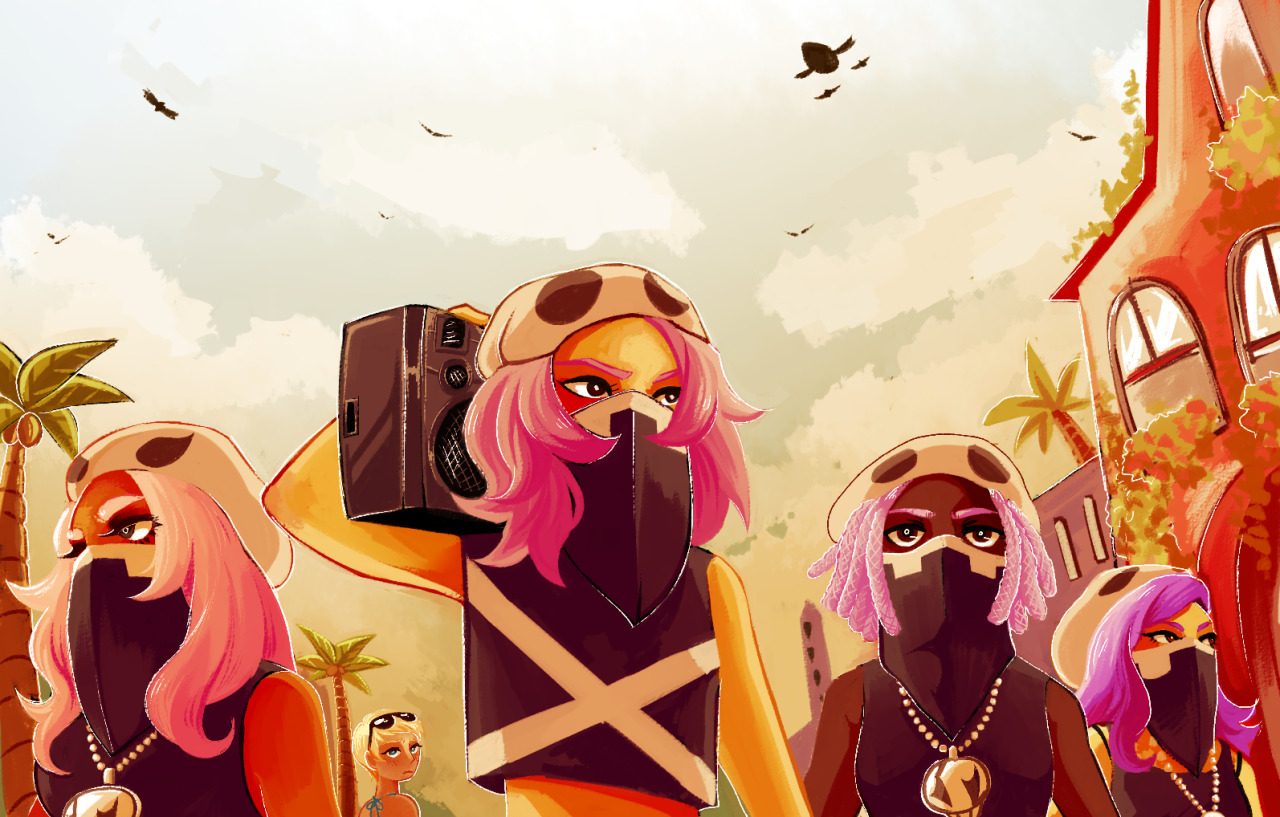 dominodamsel: Just skull gals living their lives 8^) I drew the sketches for these